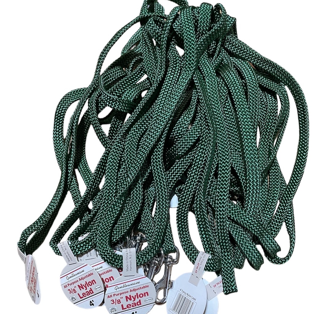 12 Piece Vo-Toys Pet Dog Green Fancy Leash Woven Braided 48" By 3/8" Nylon Lead
